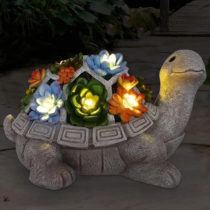 Solar Garden Statue Turtle Figurine
