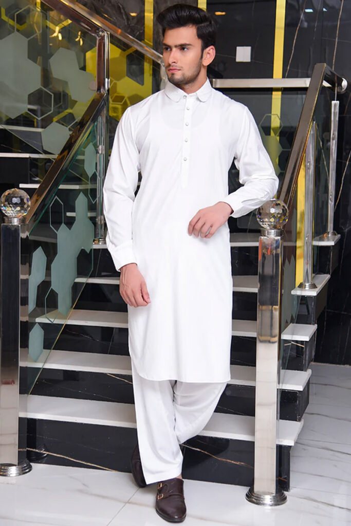 white plain shalwar kameez design for men